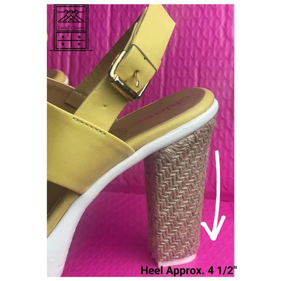 CKLASS Yellow/White Ankle Strap Platform Rope Dress Sandals SZ 9 - Picture 4 of 9